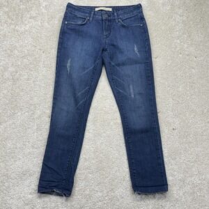 Rich & Skinny Jeans Womens 25 Blue Mid Rise Skinny Distressed Raw Hem Denim